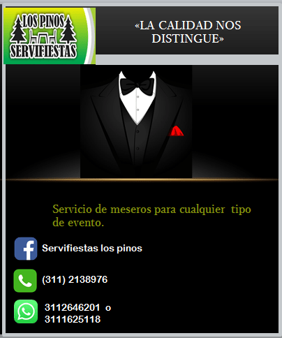 meseros servifiestas los pinos tepic, nayarit